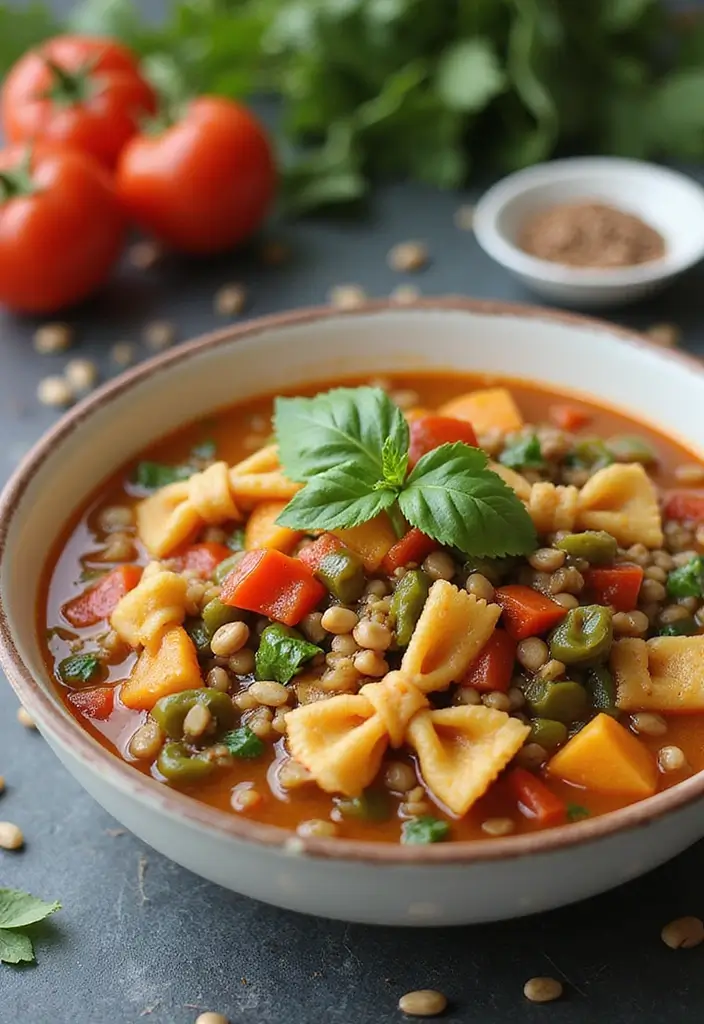 25 Bow Tie Pasta Soup Recipes for Warm, Cozy Days 104 25 Bow Tie Pasta Soup Recipes for Warm, Cozy Days - 18. Vegetable and Lentil Bow Tie Pasta Soup