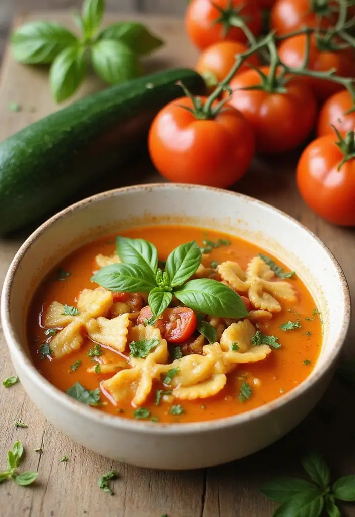 25 Bow Tie Pasta Soup Recipes for Warm, Cozy Days 140 25 Bow Tie Pasta Soup Recipes for Warm, Cozy Days - 24. Zucchini and Tomato Bow Tie Pasta Soup