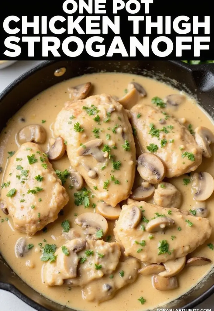 25 Chicken Thigh Pasta Recipes That Are Juicy and Delicious 60 25 Chicken Thigh Pasta Recipes That Are Juicy and Delicious - 10. One-Pot Chicken Thigh Stroganoff