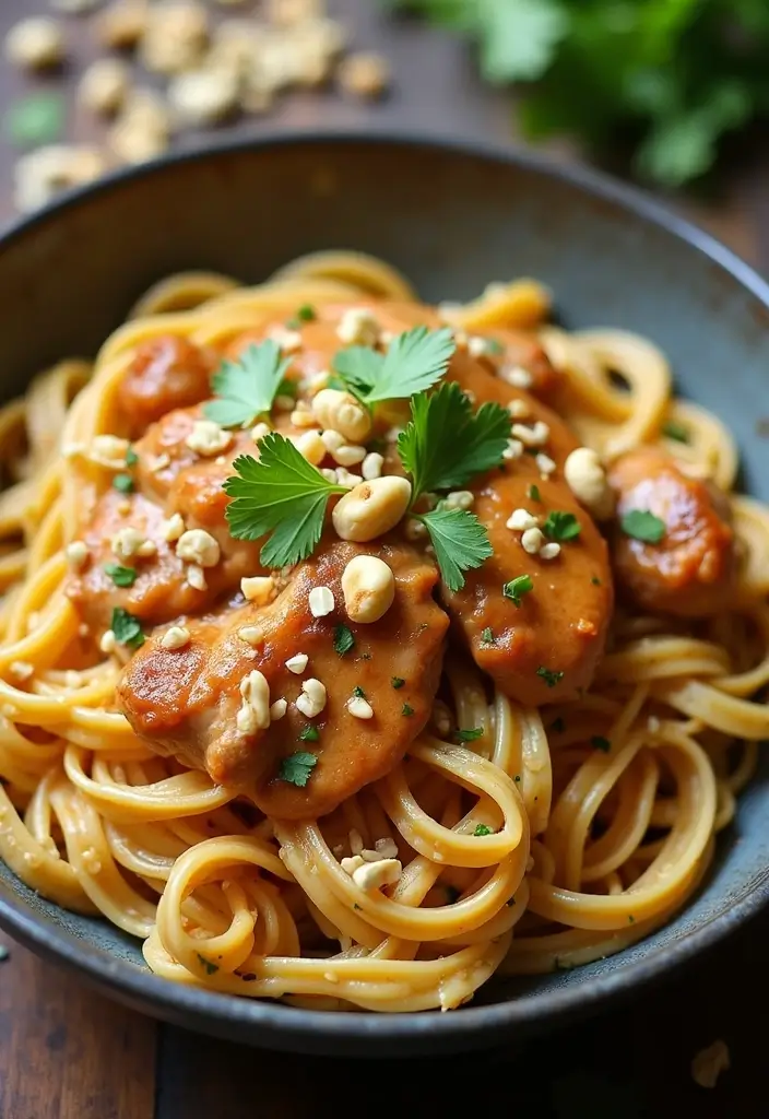 25 Chicken Thigh Pasta Recipes That Are Juicy and Delicious 74 25 Chicken Thigh Pasta Recipes That Are Juicy and Delicious - 12. Thai Peanut Chicken Thigh Pasta
