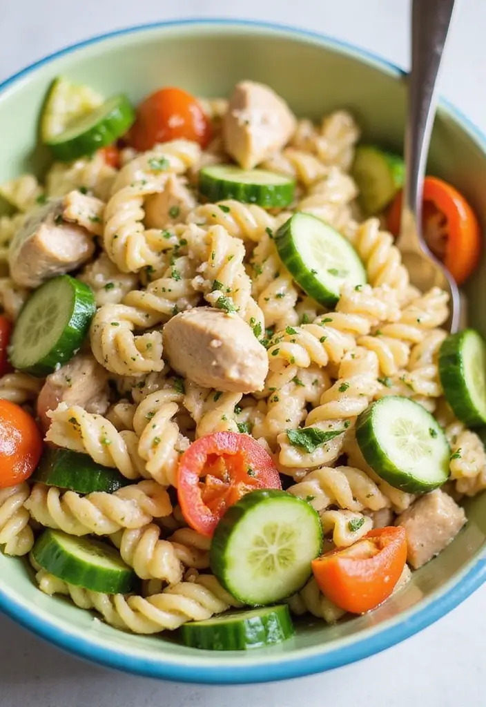 25 Chicken Thigh Pasta Recipes That Are Juicy and Delicious 109 25 Chicken Thigh Pasta Recipes That Are Juicy and Delicious - 17. Cucumber and Chicken Thigh Pasta Salad