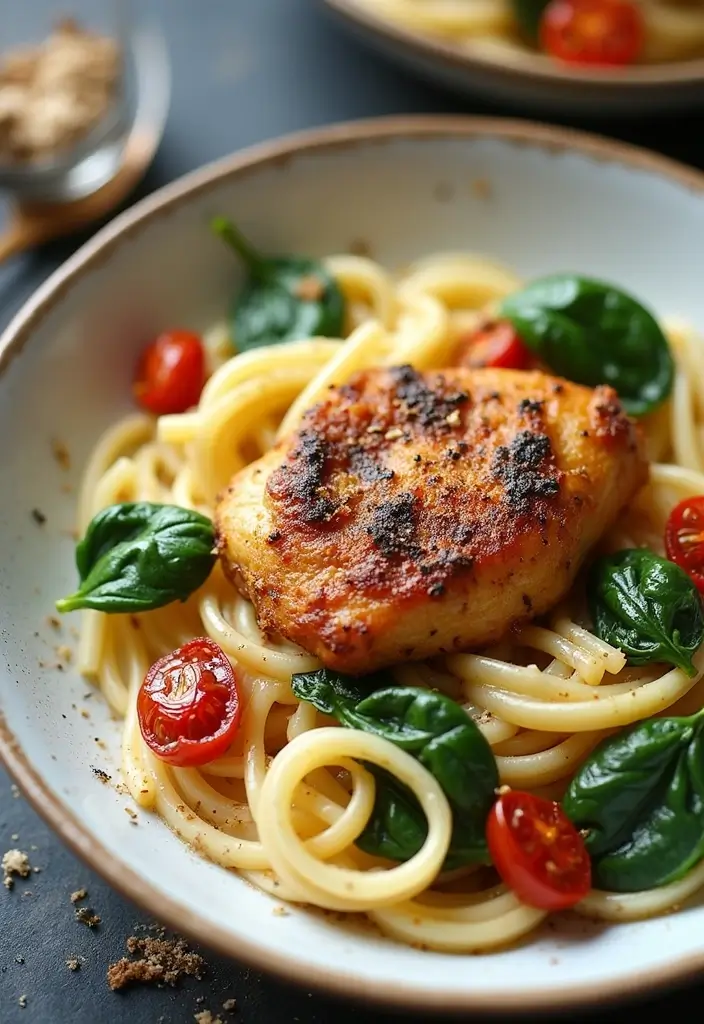 25 Chicken Thigh Pasta Recipes That Are Juicy and Delicious 126 25 Chicken Thigh Pasta Recipes That Are Juicy and Delicious - 20. One-Pot Creamy Tuscan Chicken Thigh Pasta