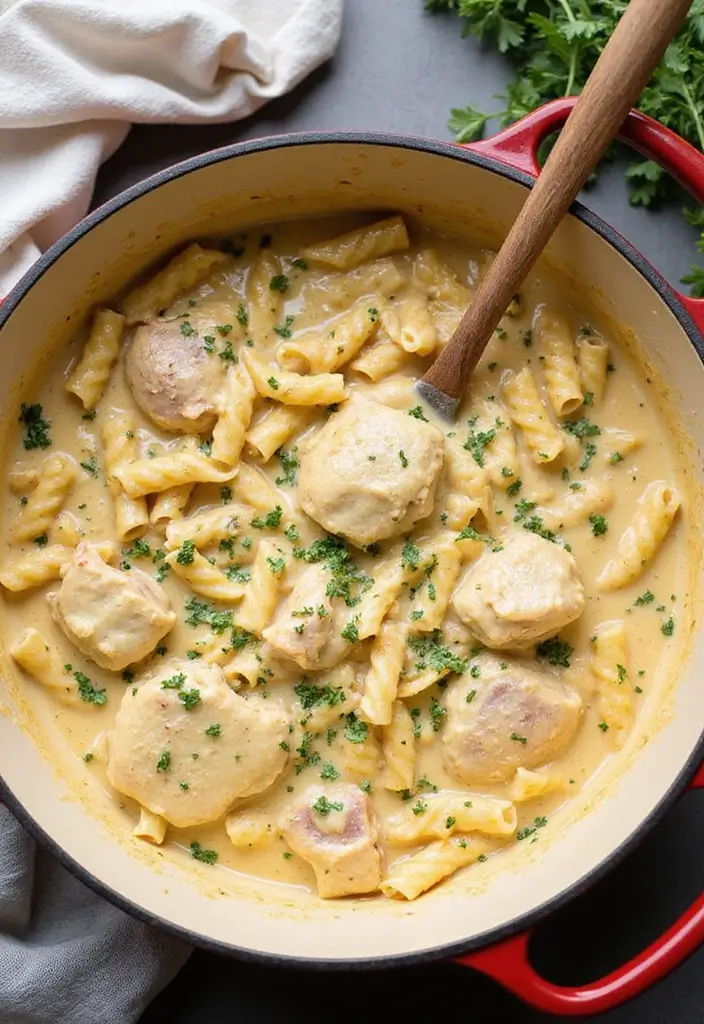 25 Chicken Thigh Pasta Recipes That Are Juicy and Delicious 46 25 Chicken Thigh Pasta Recipes That Are Juicy and Delicious - 8. One-Pot Chicken Thigh Alfredo Pasta