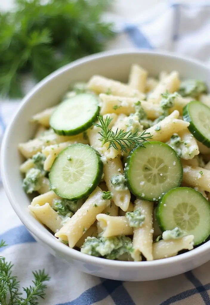 25 Cold Creamy Pasta Salad Recipes for Refreshing Summer Meals 63 25 Cold Creamy Pasta Salad Recipes for Refreshing Summer Meals - 11. Creamy Cucumber Dill Pasta Salad