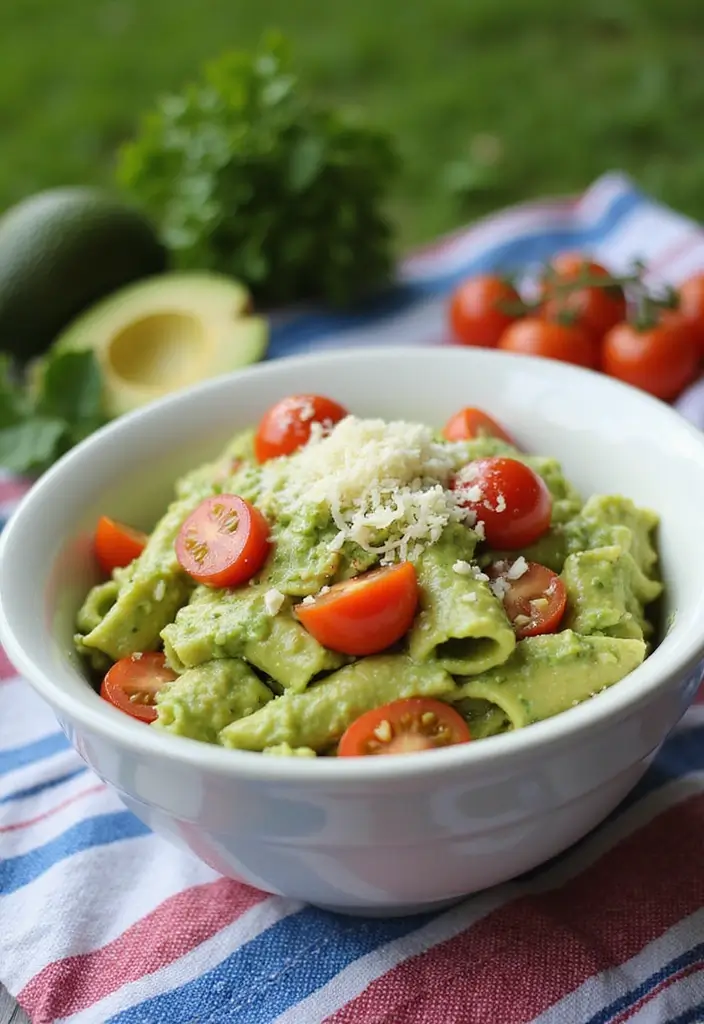25 Cold Creamy Pasta Salad Recipes for Refreshing Summer Meals 8 25 Cold Creamy Pasta Salad Recipes for Refreshing Summer Meals - 2. Avocado Pesto Pasta Salad