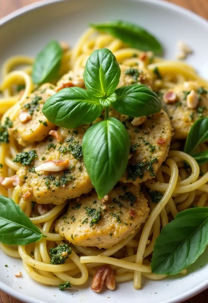 25 Easy Chicken Pasta Recipes for Quick Garlic Butter Dinners 56 25 Easy Chicken Pasta Recipes for Quick Garlic Butter Dinners - 10. Garlic Butter Chicken Pesto Pasta