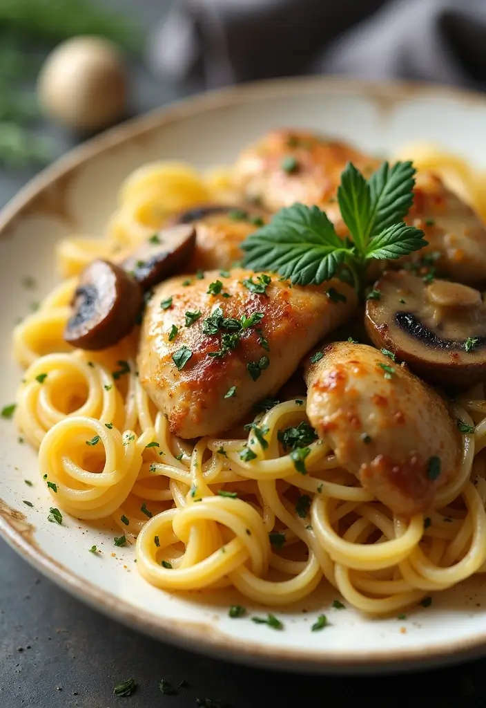 25 Easy Chicken Pasta Recipes for Quick Garlic Butter Dinners 66 25 Easy Chicken Pasta Recipes for Quick Garlic Butter Dinners - 12. Garlic Butter Chicken and Mushroom Pasta