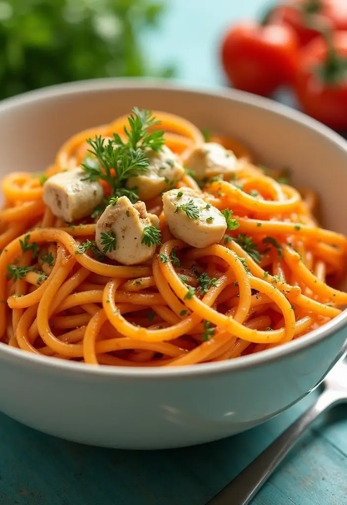 25 Easy Chicken Pasta Recipes for Quick Garlic Butter Dinners 88 25 Easy Chicken Pasta Recipes for Quick Garlic Butter Dinners - 16. Garlic Butter Chicken and Carrot Pasta
