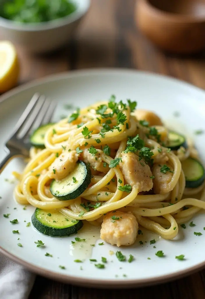 25 Easy Chicken Pasta Recipes for Quick Garlic Butter Dinners 95 25 Easy Chicken Pasta Recipes for Quick Garlic Butter Dinners - 17. Garlic Butter Chicken Zucchini Pasta