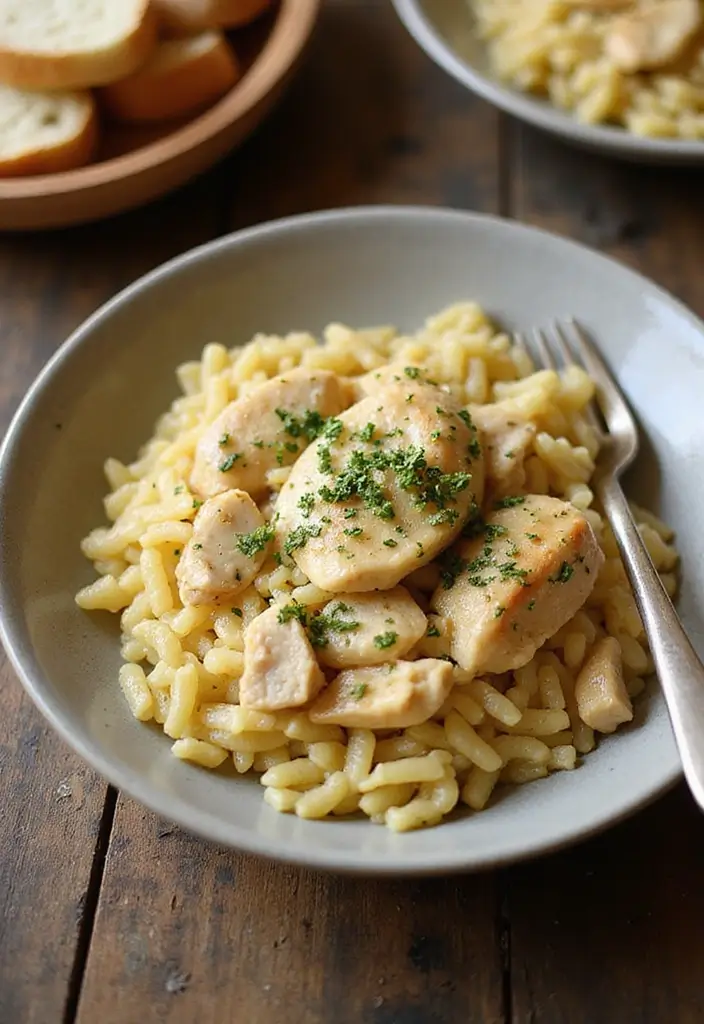 25 Easy Chicken Pasta Recipes for Quick Garlic Butter Dinners 102 25 Easy Chicken Pasta Recipes for Quick Garlic Butter Dinners - 18. Garlic Butter Chicken Orzo