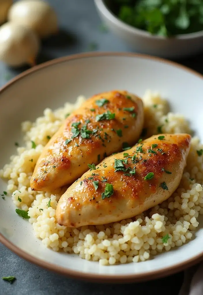 25 Easy Chicken Pasta Recipes for Quick Garlic Butter Dinners 122 25 Easy Chicken Pasta Recipes for Quick Garlic Butter Dinners - 22. Garlic Butter Chicken with Couscous