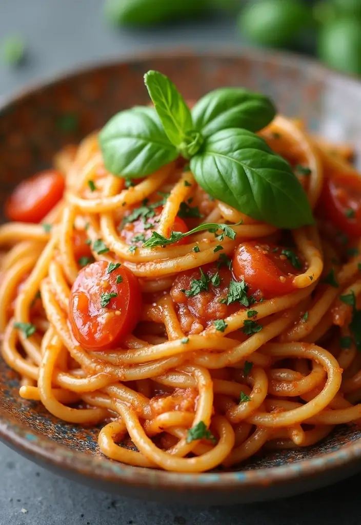 25 Easy Pasta Recipes with Spaghetti Noodles for Busy Families 58 25 Easy Pasta Recipes with Spaghetti Noodles for Busy Families - 10. Creamy Tomato Basil Spaghetti