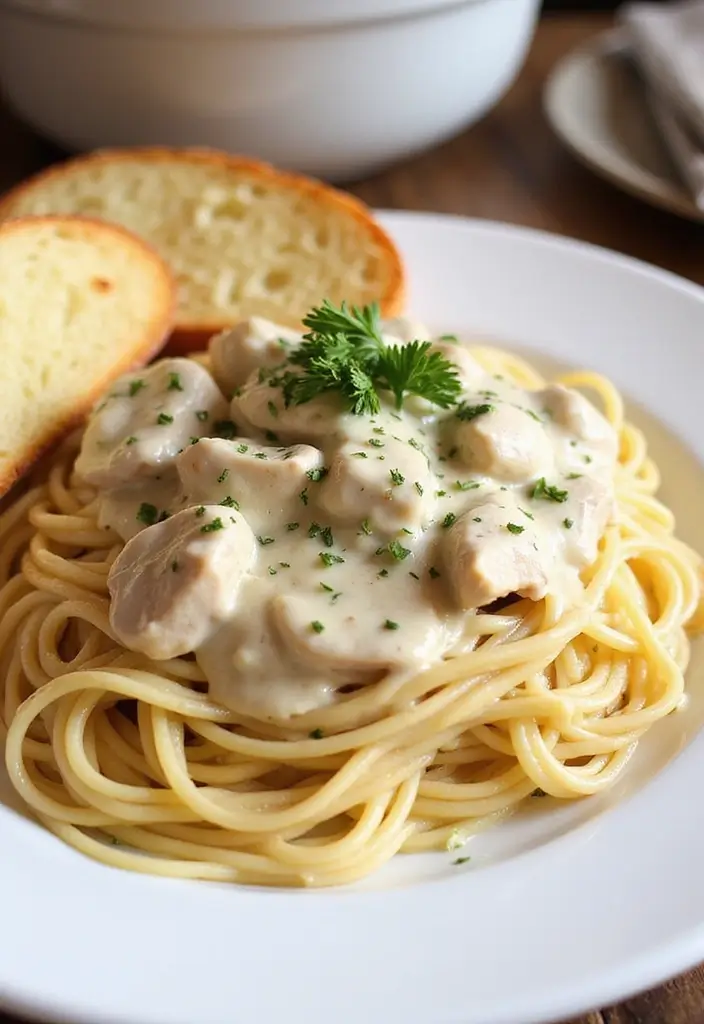 25 Easy Pasta Recipes with Spaghetti Noodles for Busy Families 63 25 Easy Pasta Recipes with Spaghetti Noodles for Busy Families - 11. Spaghetti with Chicken Alfredo