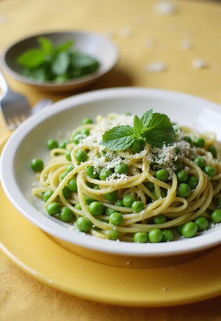 25 Easy Pasta Recipes with Spaghetti Noodles for Busy Families 83 25 Easy Pasta Recipes with Spaghetti Noodles for Busy Families - 15. Spaghetti with Peas and Mint