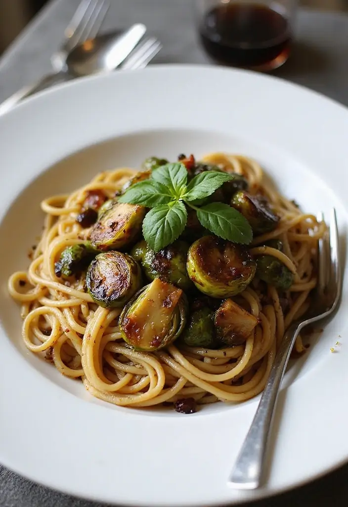 25 Easy Pasta Recipes with Spaghetti Noodles for Busy Families 116 25 Easy Pasta Recipes with Spaghetti Noodles for Busy Families - 20. Spaghetti with Balsamic Glazed Brussels Sprouts