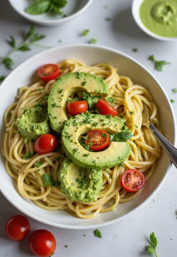 25 Easy Pasta Recipes with Spaghetti Noodles for Busy Families 123 25 Easy Pasta Recipes with Spaghetti Noodles for Busy Families - 21. Spaghetti with Avocado Sauce