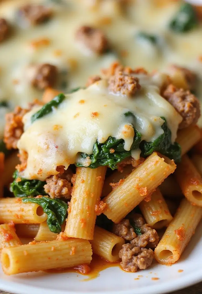 25 Ground Beef Pasta Casserole Recipes for Comfort Food Lovers 22 25 Ground Beef Pasta Casserole Recipes for Comfort Food Lovers - 4. Ground Beef and Spinach Pasta Bake