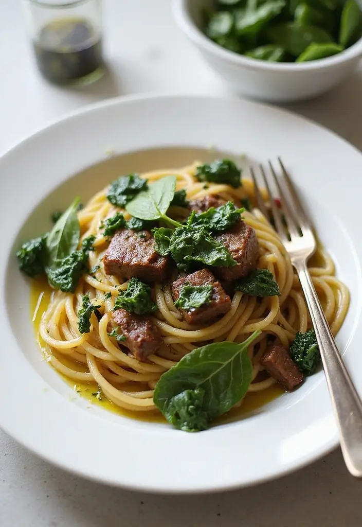 25 Hamburger Meat Pasta Recipes for Quick, Filling Meals 56 25 Hamburger Meat Pasta Recipes for Quick, Filling Meals - 10. Beef and Spinach Pasta