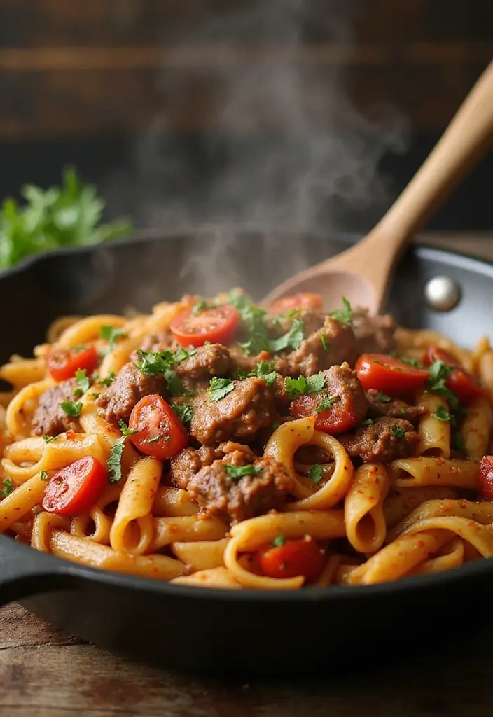 25 Hamburger Meat Pasta Recipes for Quick, Filling Meals 105 25 Hamburger Meat Pasta Recipes for Quick, Filling Meals - 19. Beef and Tomato Pasta Skillet