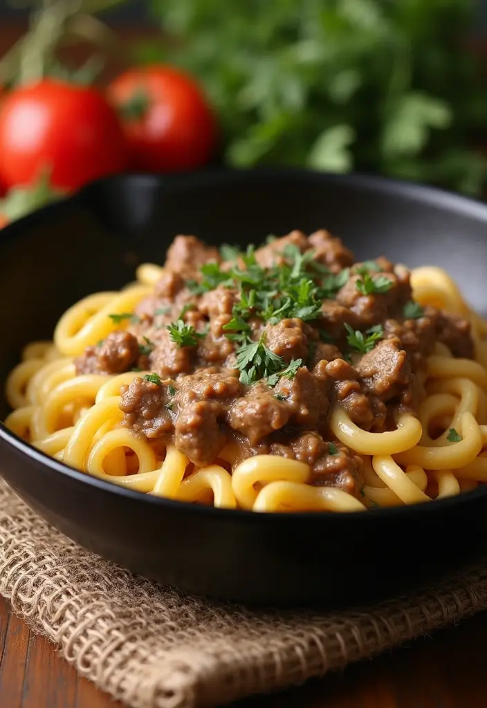 25 Hamburger Meat Pasta Recipes for Quick, Filling Meals 136 25 Hamburger Meat Pasta Recipes for Quick, Filling Meals - 24. Beef Stroganoff Skillet Pasta