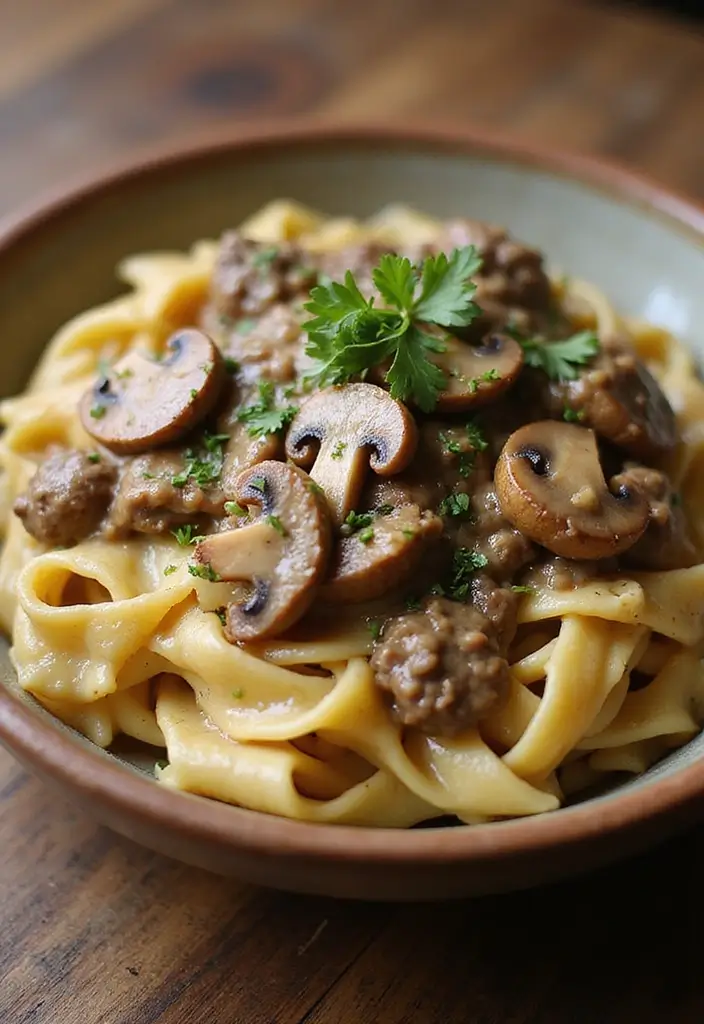25 Hamburger Meat Pasta Recipes for Quick, Filling Meals 13 25 Hamburger Meat Pasta Recipes for Quick, Filling Meals - 3. Creamy Beef Stroganoff Pasta