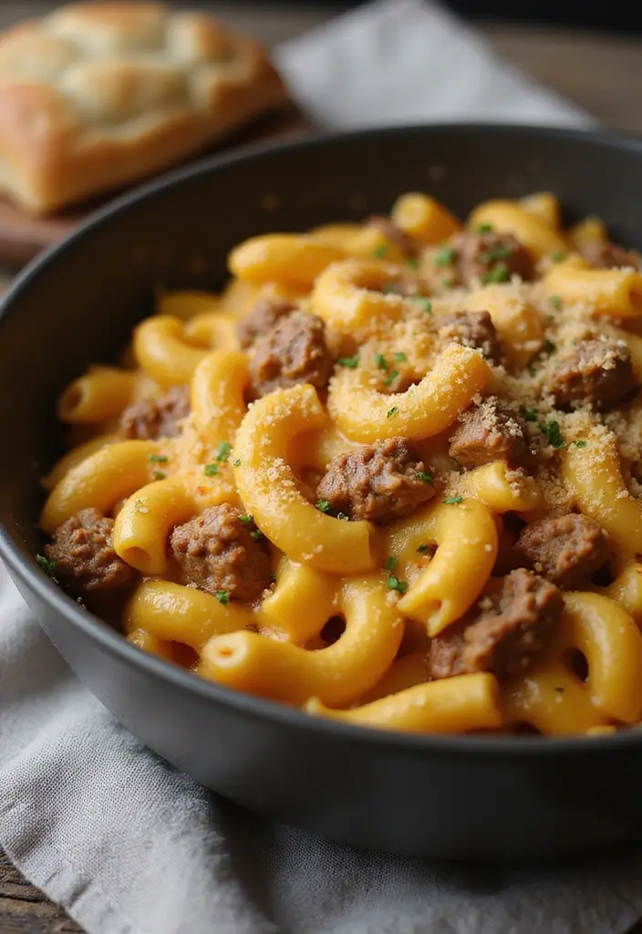 25 Hamburger Meat Pasta Recipes for Quick, Filling Meals 46 25 Hamburger Meat Pasta Recipes for Quick, Filling Meals - 8. Beefy Mac and Cheese