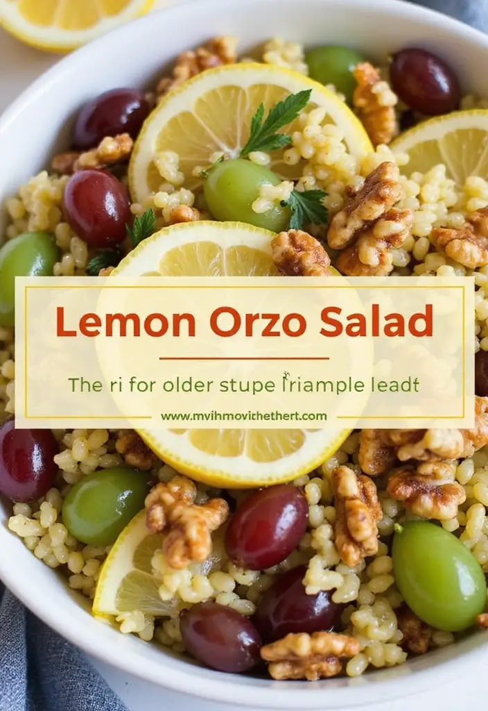 25 Lemon Orzo Pasta Salad Recipes with a Zesty Twist 92 25 Lemon Orzo Pasta Salad Recipes with a Zesty Twist - 16. Lemon Orzo Salad with Grapes and Walnuts