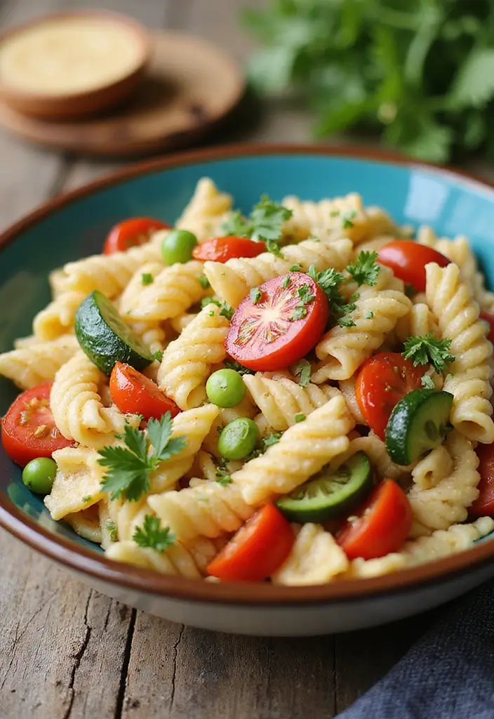 25 Main Dish Pasta Salad Recipes That Feel Like a Full Meal 77 25 Main Dish Pasta Salad Recipes That Feel Like a Full Meal - 15. Vegetable and Hummus Pasta Salad