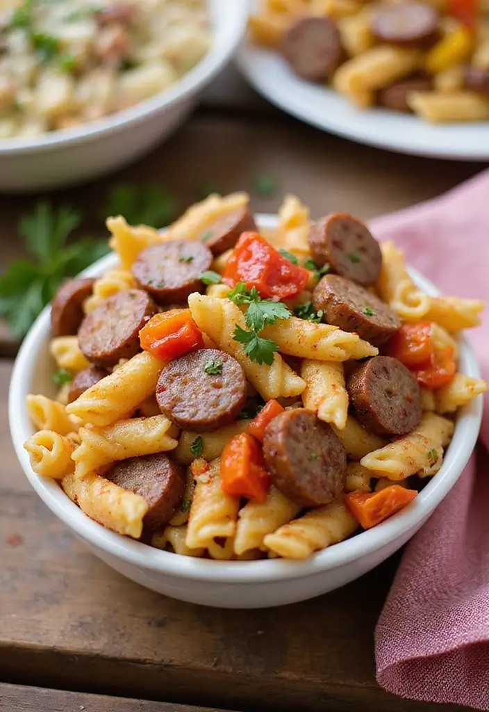 25 Main Dish Pasta Salad Recipes That Feel Like a Full Meal 41 25 Main Dish Pasta Salad Recipes That Feel Like a Full Meal - 7. Spicy Italian Sausage Pasta Salad