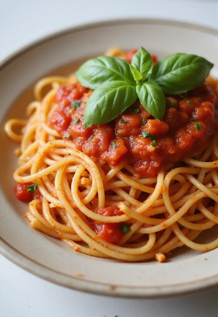 25 Pasta Recipes with No Meat That Are Still Full of Flavor 93 25 Pasta Recipes with No Meat That Are Still Full of Flavor - 17. Spaghetti with Tomato Basil Sauce
