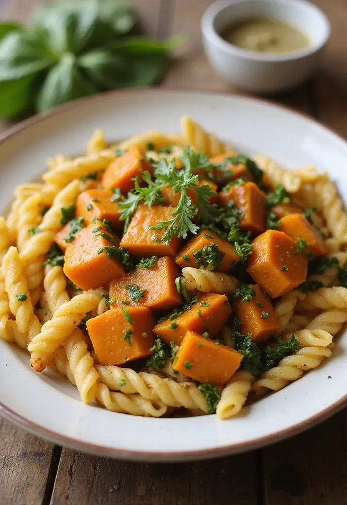 25 Pasta Recipes with No Meat That Are Still Full of Flavor 98 25 Pasta Recipes with No Meat That Are Still Full of Flavor - 18. Sweet Potato and Spinach Pasta