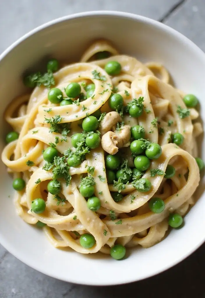 25 Pasta Recipes with No Meat That Are Still Full of Flavor 105 25 Pasta Recipes with No Meat That Are Still Full of Flavor - 19. Cashew Cream Pasta with Peas