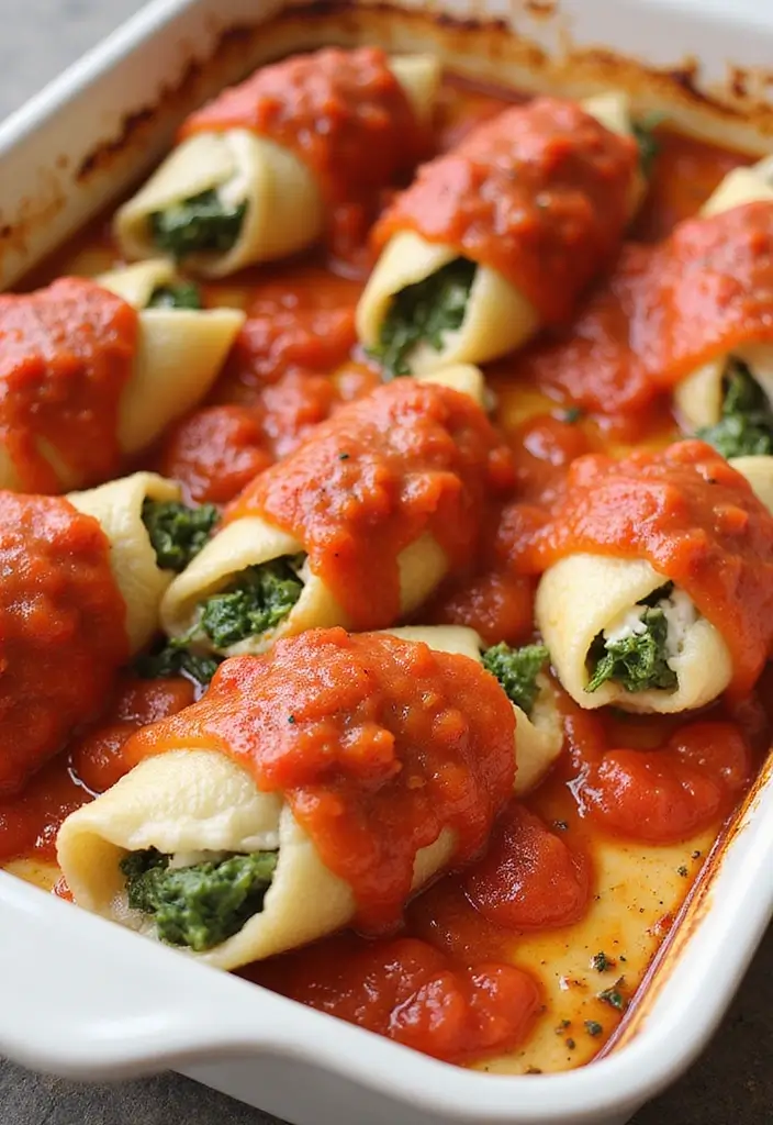 25 Pasta Recipes with No Meat That Are Still Full of Flavor 4 25 Pasta Recipes with No Meat That Are Still Full of Flavor - 2. Spinach and Ricotta Stuffed Shells