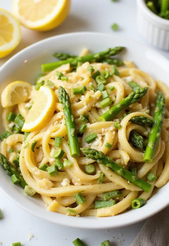 25 Pasta Recipes with No Meat That Are Still Full of Flavor 11 25 Pasta Recipes with No Meat That Are Still Full of Flavor - 3. Lemon Garlic Asparagus Pasta