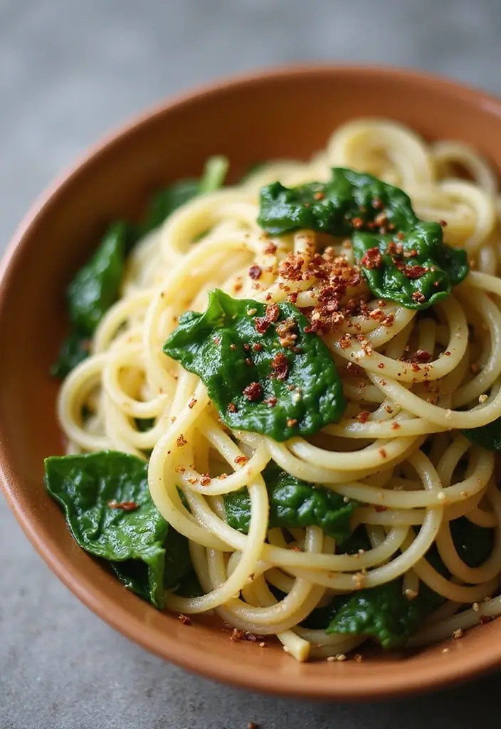 25 Pasta Recipes with No Meat That Are Still Full of Flavor 39 25 Pasta Recipes with No Meat That Are Still Full of Flavor - 7. Spaghetti Aglio e Olio with Spinach