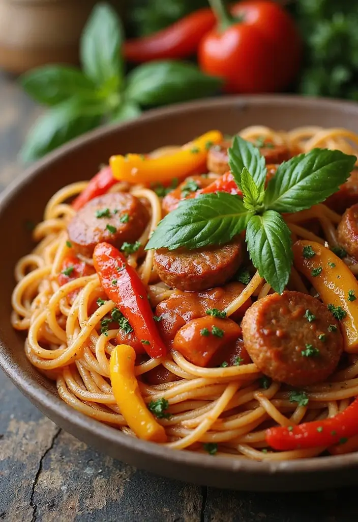 25 Pasta Recipes with Spaghetti Noodles That Never Fail 90 25 Pasta Recipes with Spaghetti Noodles That Never Fail - 16. Spaghetti with Sausage and Peppers