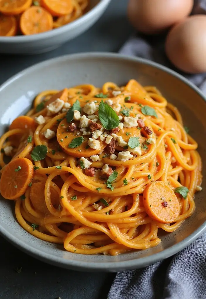 25 Pasta Recipes with Spaghetti Noodles That Never Fail 95 25 Pasta Recipes with Spaghetti Noodles That Never Fail - 17. Spaghetti with Sweet Potato Sauce