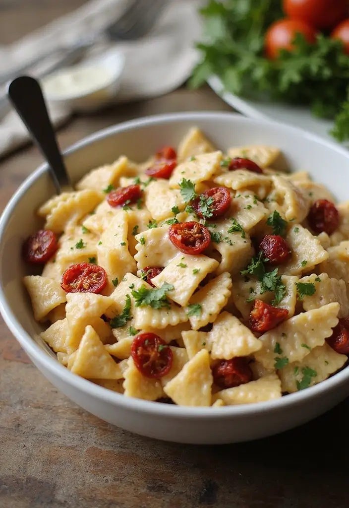 25 Pasta Salad Recipes with Sundried Tomato and Fresh Flavor 25 25 Pasta Salad Recipes with Sundried Tomato and Fresh Flavor - 5. Creamy Sundried Tomato Pasta Salad