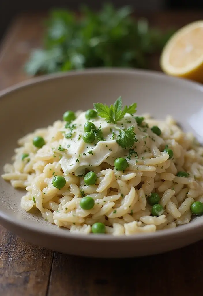 25 Simple Pasta and Cheese Recipes for Every Comfort Craving 113 25 Simple Pasta and Cheese Recipes for Every Comfort Craving - 19. Creamy Orzo with Cheese and Peas