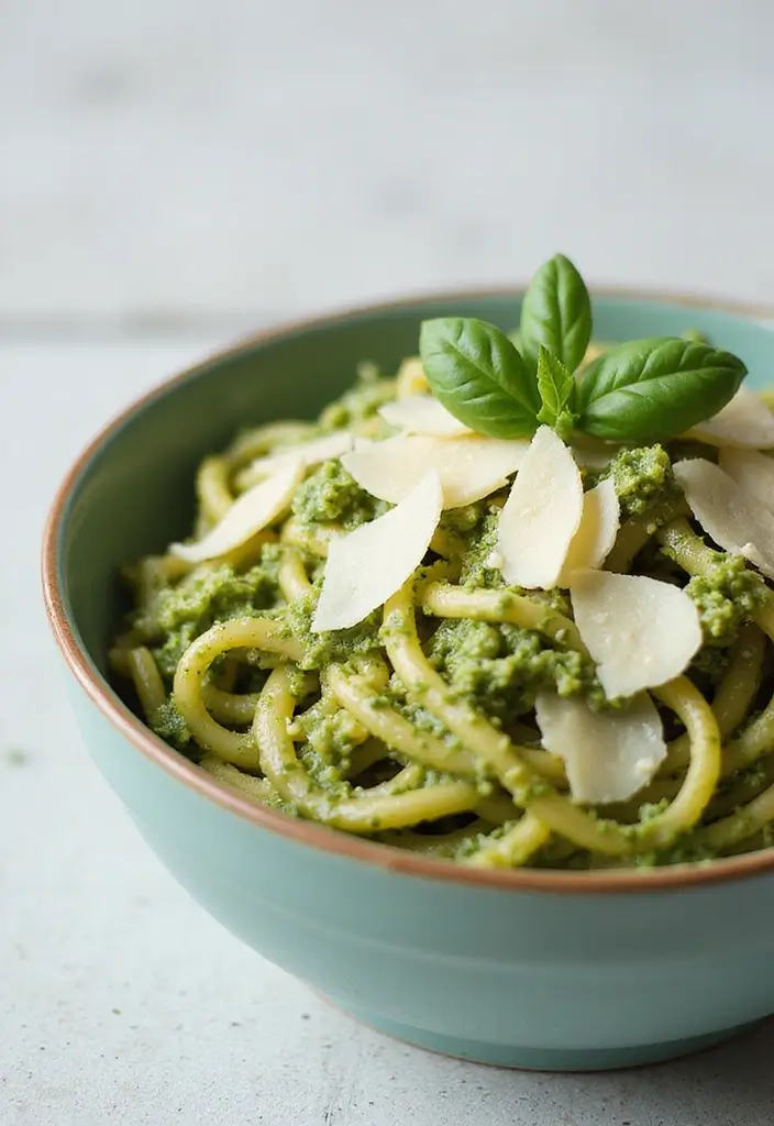 25 Simple Pasta and Cheese Recipes for Every Comfort Craving 8 25 Simple Pasta and Cheese Recipes for Every Comfort Craving - 2. Pesto Pasta with Creamy Cheese