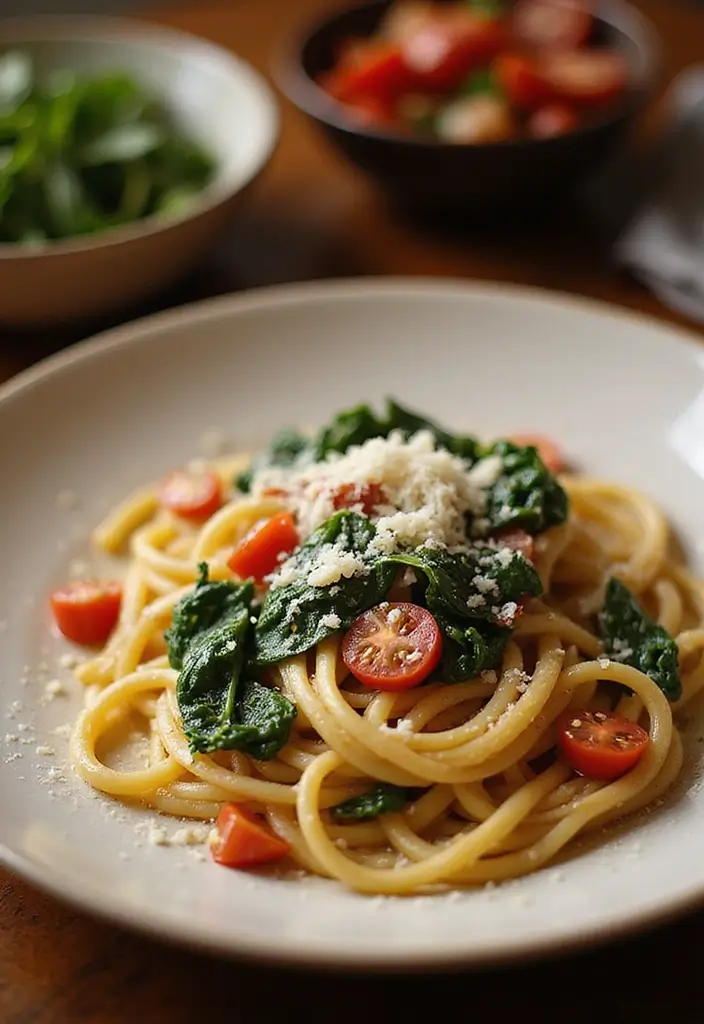 25 Spinach and Tomato Pasta Recipes Full of Fresh Flavor 68 25 Spinach and Tomato Pasta Recipes Full of Fresh Flavor - 12. Spinach and Tomato Carbonara