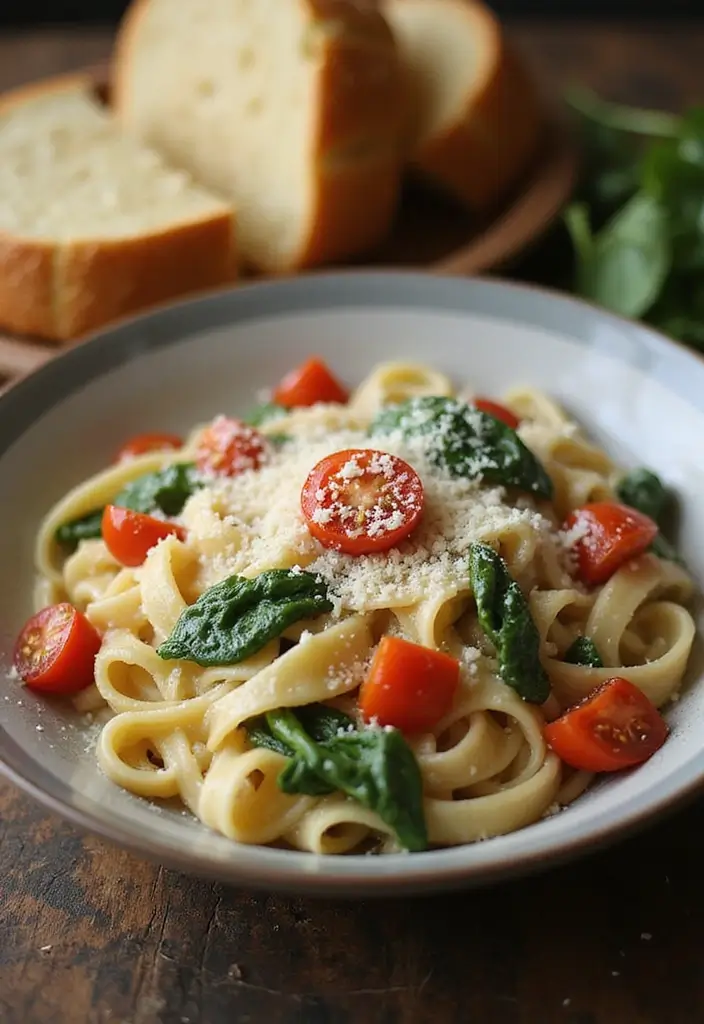 25 Spinach and Tomato Pasta Recipes Full of Fresh Flavor 11 25 Spinach and Tomato Pasta Recipes Full of Fresh Flavor - 3. Creamy Spinach and Tomato Fettuccine
