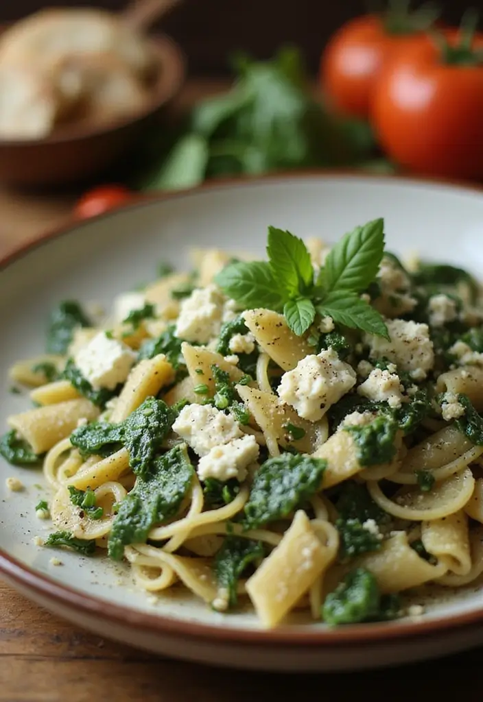 25 Vegetarian Crockpot Pasta Recipes That Cook Themselves 127 25 Vegetarian Crockpot Pasta Recipes That Cook Themselves - 21. Spinach Feta Pasta