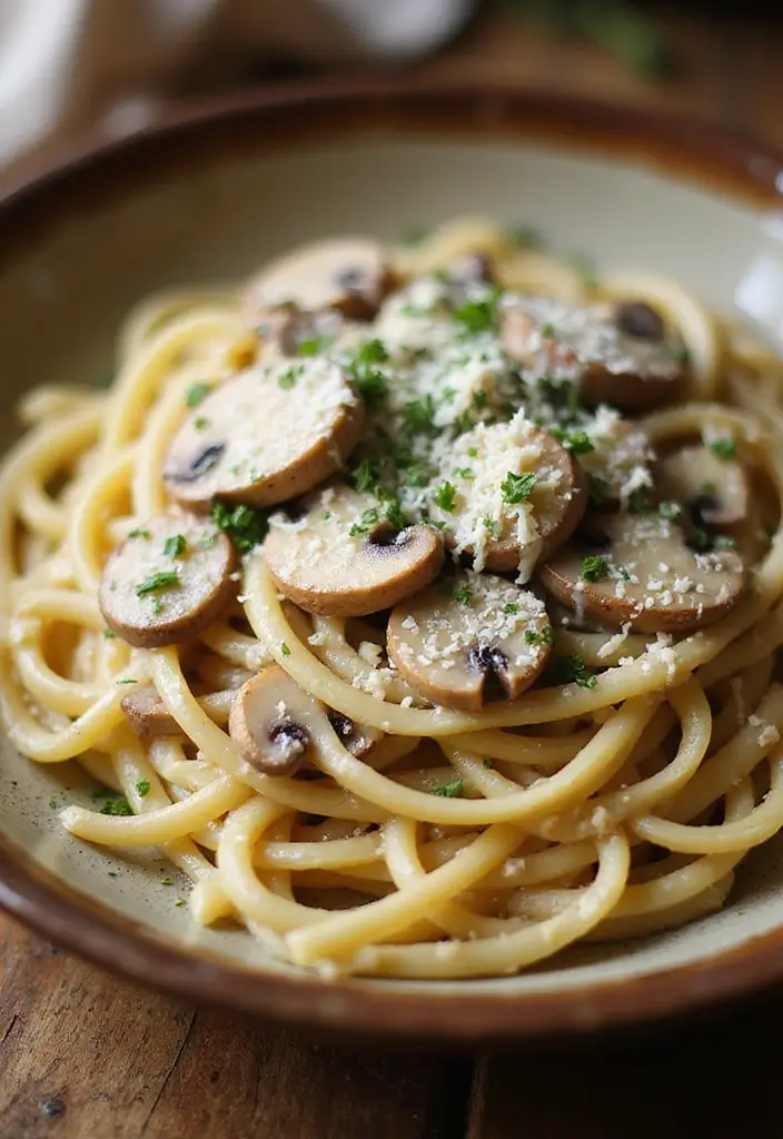 25 Vegetarian Crockpot Pasta Recipes That Cook Themselves 13 25 Vegetarian Crockpot Pasta Recipes That Cook Themselves - 3. Mushroom Alfredo Pasta