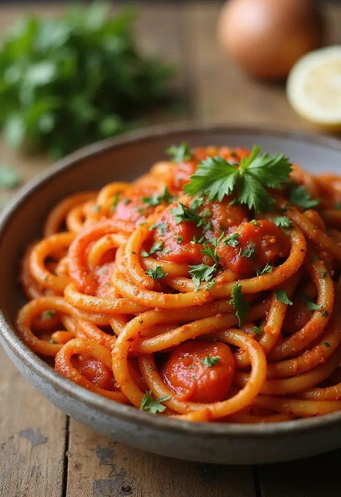 25 Vegetarian Red Sauce Pasta Recipes for Classic Comfort Food 90 25 Vegetarian Red Sauce Pasta Recipes for Classic Comfort Food - 16. Spicy Garlic Pomodoro