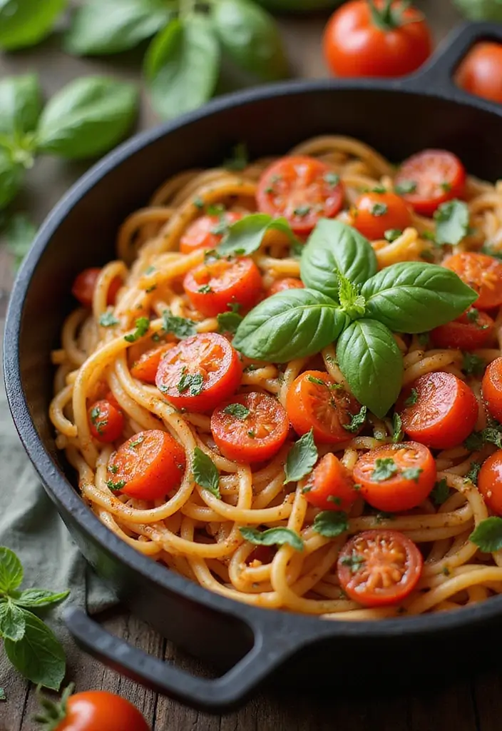 25 Vegetarian Red Sauce Pasta Recipes for Classic Comfort Food 112 25 Vegetarian Red Sauce Pasta Recipes for Classic Comfort Food - 20. One-Pot Tomato Basil Pasta
