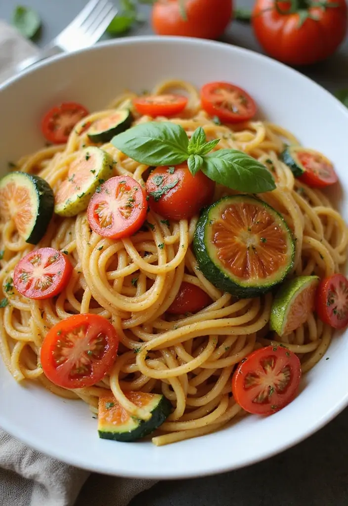 25 Vegetarian Red Sauce Pasta Recipes for Classic Comfort Food 133 25 Vegetarian Red Sauce Pasta Recipes for Classic Comfort Food - 23. Spaghetti with Tomato and Zucchini