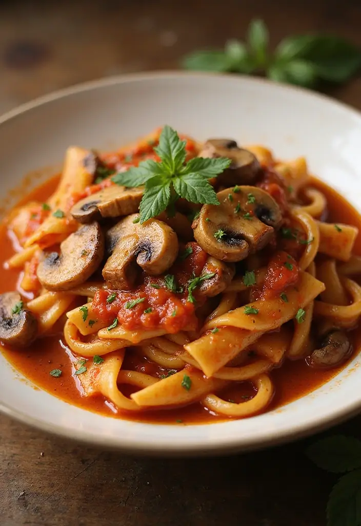25 Vegetarian Red Sauce Pasta Recipes for Classic Comfort Food 35 25 Vegetarian Red Sauce Pasta Recipes for Classic Comfort Food - 7. Mushroom Marinara Pasta