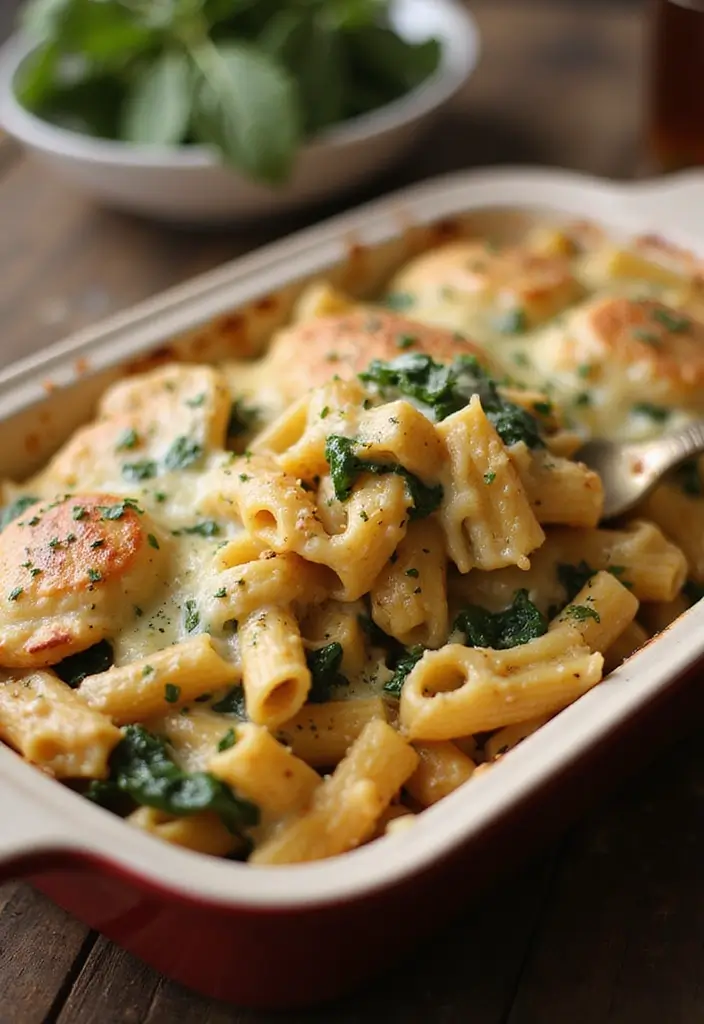 26 Easy Chicken and Pasta Recipes for Quick Family Dinners 66 26 Easy Chicken and Pasta Recipes for Quick Family Dinners - 12. Baked Chicken and Spinach Pasta