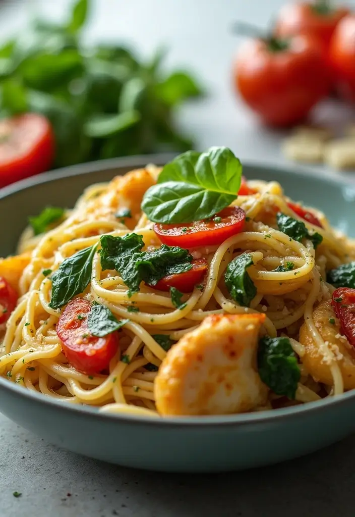 26 Easy Chicken and Pasta Recipes for Quick Family Dinners 142 26 Easy Chicken and Pasta Recipes for Quick Family Dinners - 24. Chicken and Spinach Pasta Primavera